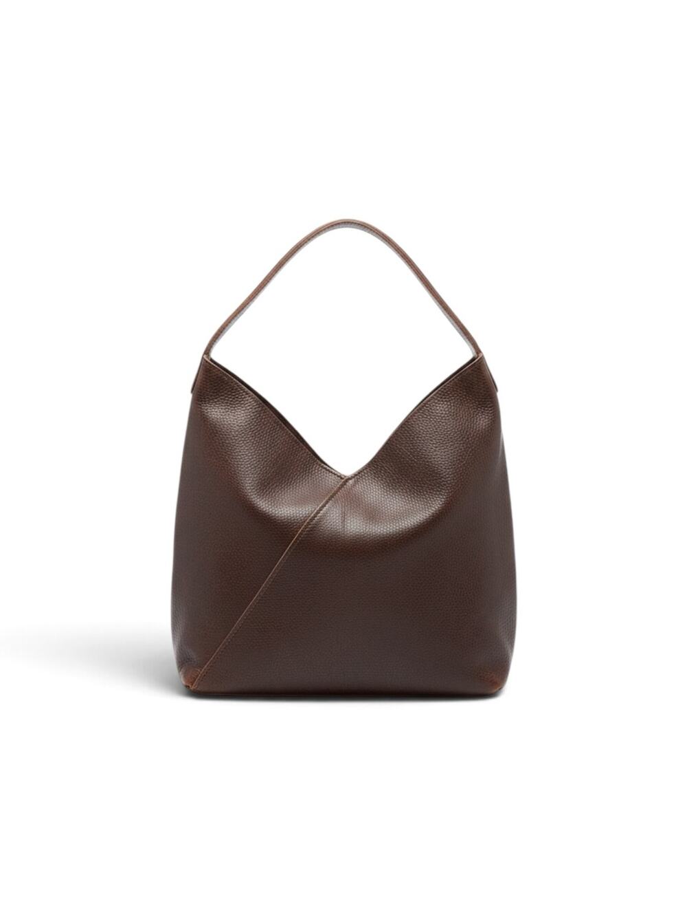 Portland Leather Brown Pebbled Leather Hobo Shoulder Bag